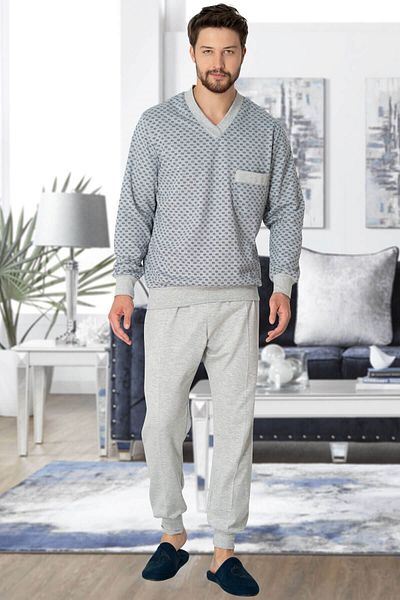 Mecit Pijama Mecit 2766 - Γκρι ανδρικό σετ πιτζάμες μεγάλου μεγέθους