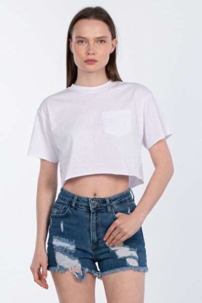 BARRELS AND OIL تي شيرت قصير بياقة دائرية وجيب - أبيض