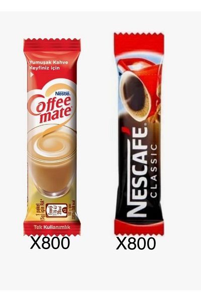 Nescafe Classic 2Gr 800 Pieces, Coffe Mate 5Gr 800 Pieces. Instant Coffee for One-Time Drinking.