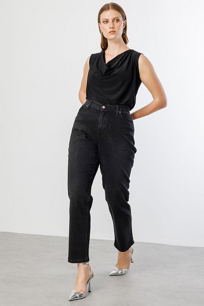 Ekol Denim Pants with Stones on the Front
