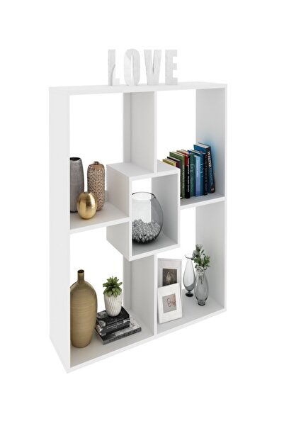 pilati Decorative wall book rack and shelves for living rooms and homes, white color