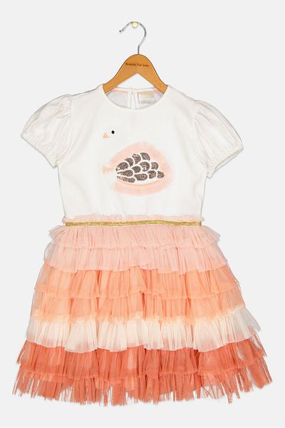 Miss Kids Girl Embellished Layered Party Dress, Multicolor