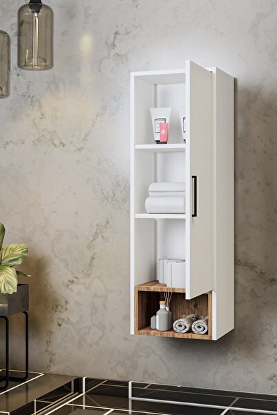 BALNEOM Banyo Karanfil %100 Mdf Beyaz 120 Cm Banyo Boy Dolabı