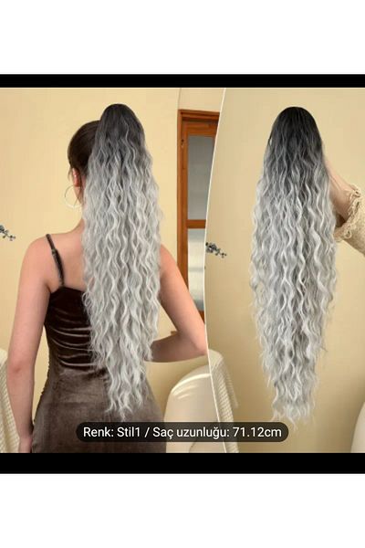 Handmade Ponytail Hair 1St Class Synthetic Heat Resistant Grey Ombreli
