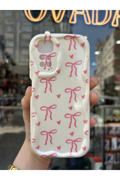 OVADA Xiaomi Redmi Note 11/Note 11S Uyumlu Kurdele Ve Kalp Desenli 3D Dalga K...