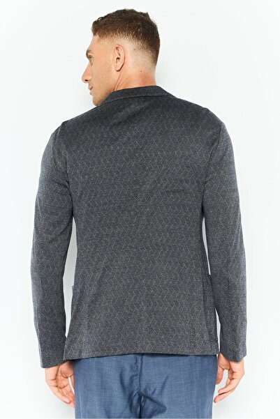 Emporio Armani Men Regular Fit Abstract Formal Blazer, Charcoal