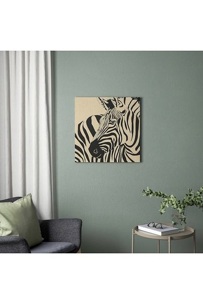 IKEA Pjätteryd Rustic Zebra Canvas 56x56 Cm – Art By Sasha Blake, Deep Print On Stretched Canvas Frame
