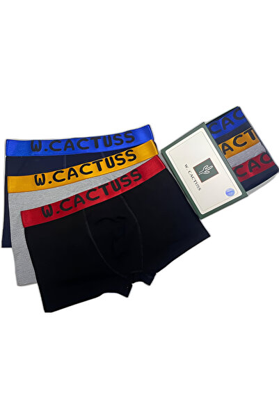 WCactuss W.CACTUSS Erkek Boxer 3'lü Set, Ultra Yumuşak Esnek Pamuklu Kumaş, Ö...