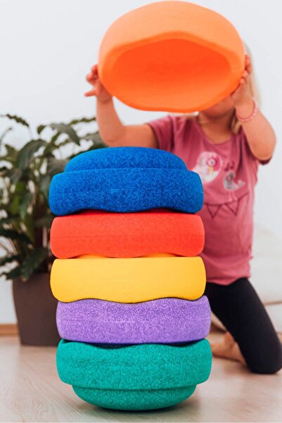 Tchibo مجموعة أحجار التكديس الملونة، مكونة من 6 قطع، باللونين الأخضر والأصفر