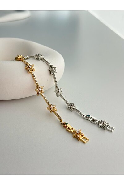 Tasarım Gold Zirkon Taşlı Yıldız Bileklik