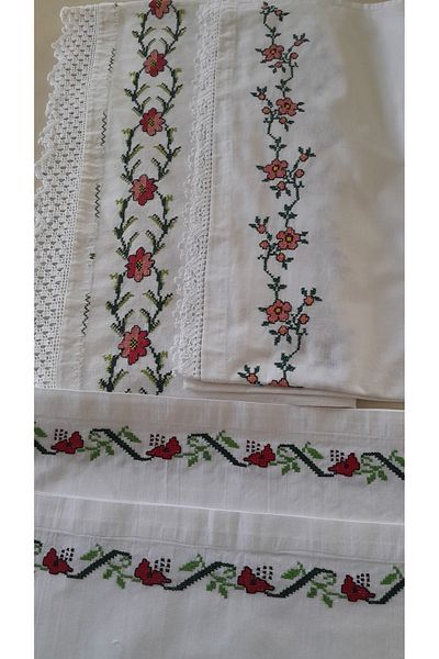 Papatyam Hand Knitted 1 Piece Pillow(100X50) 1 Piece(150X60) 1 Piece(200X100)Cross Stitch Dowry Lace/Hand Embroidery