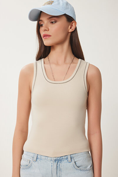 Lovelyİstanbul Χοντρό Στρατιωτικό Πλεκτό Αθλητή ΚΡΕΜΑ Αντίθεσης Ρίγα LNS0035