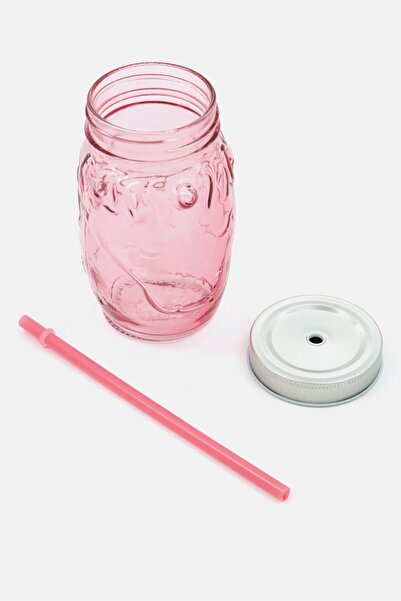 BarCraft Unicorn Drink Jar With Straw 500ml, Pink/Silver