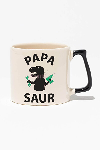 qoeuyl boutique باباسور مطبوعة |   هدية عيد الأب |   كوب سيراميك حديث بمقبض أسود