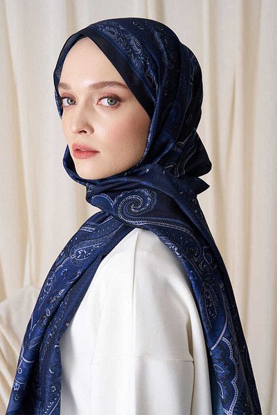 Madame Polo Şal istoric cu model Dionessa - Midnight Blue