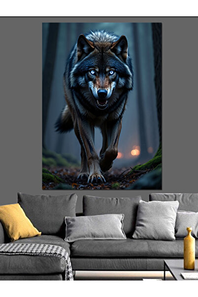 Generic Brand Progressing Wild Wolf in the Dark Decorative Canvas - Mdf Wood ...