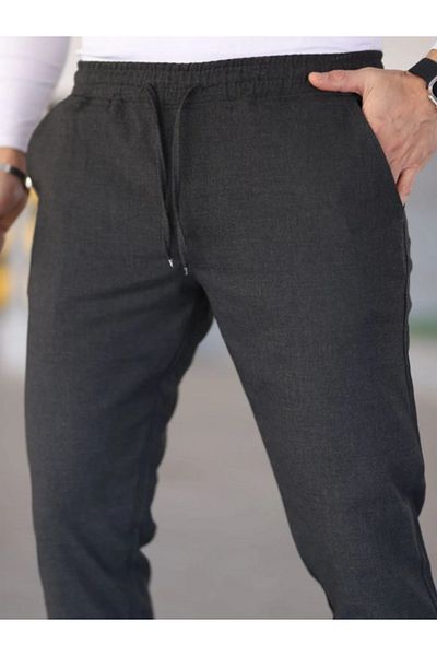 Mero Life Men's Anthracite Slim Fit Relaxed Cut Waist Tie-Up Side Pocket Lycra Jogger Pants