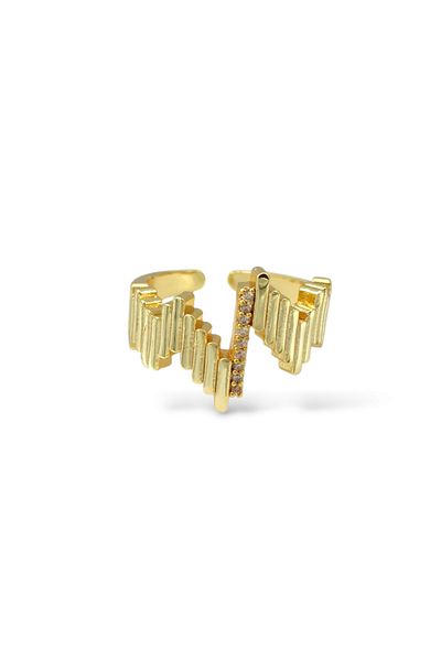 Çlk Accessories حلقة متعرجة مرصعة بالأحجار الكريمة قابلة للتعديل 1473