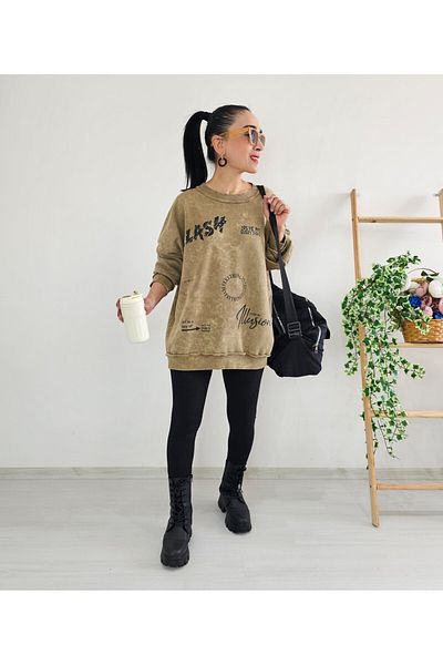6 butik altı üstü butik Суитшърт с нулева яка, пран и голям размер
