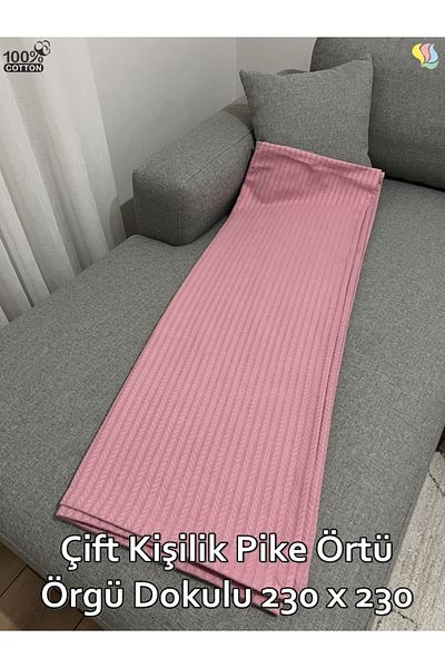 Renk Tekstil Dusty Rose Knitted Textured Pique Double 100% Natural Cotton - 230 X 235