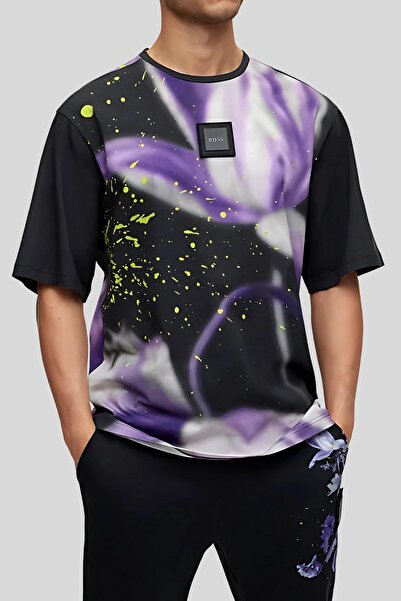 BOSS Relaxed Fit Bisiklet Yaka Erkek T-shirt Siyah