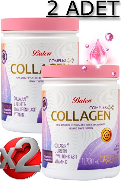 Balen 2 Adet Collagen Complex Meyve Aromalı Tip 1,2,3 Kolajen , L-ornitin, Hyaluronik Asit, Vitamin C