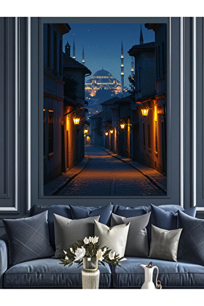 ekart Sokak Lambalarında Sessiz Şehir Dekoratif Kanvas - Mdf Ahşap Tablo