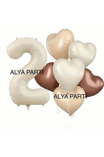 ALYA Party Birthday Set with Number Foil Balloons and Retro Color Heart Foil Balloons