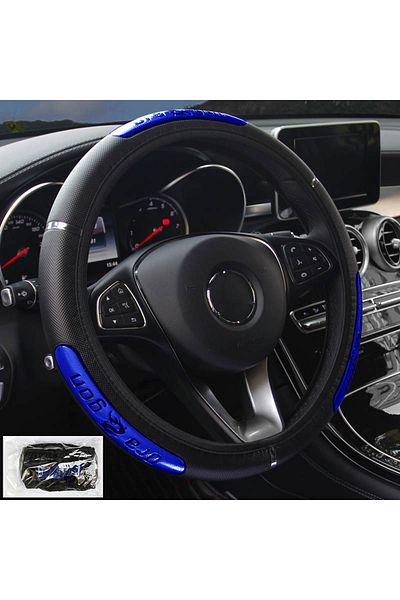 Choice Black blue Automotive Universal Steering Wheel Cover for 14.5-15inch Reflective Dragon Leather Embos