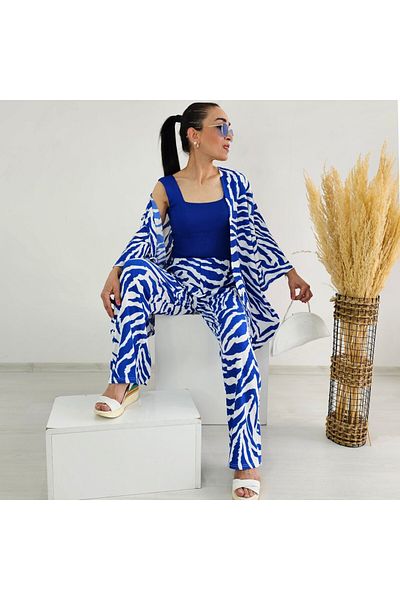 6 butik altı üstü butik Комплект кимоно с пълна талия и зебров мотив