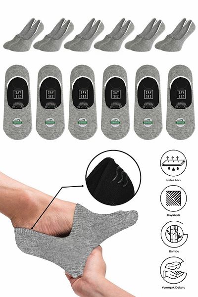 SAYSEZ Men's Ballerina Socks - Bamboo Strong, Melange Seamless, Non-Slip, Premium 6 Pieces