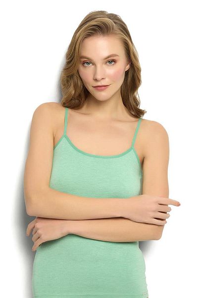 Jiber Women's Green Bamboo String Strappy Tank Top 668