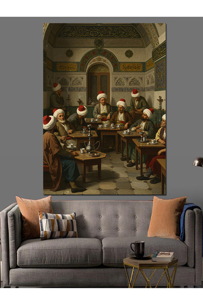 ekart Osmanlı Kıraathanede Derin Çay Muhabbeti Dekoratif Kanvas - Mdf Ahşap T...