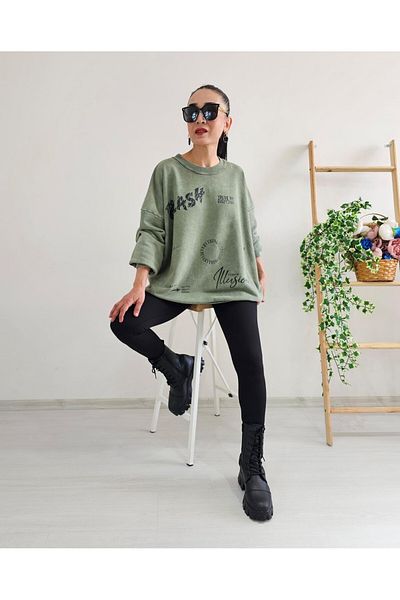 6 butik altı üstü butik Oversize Sweatshirt with Crew Neck Wash