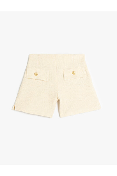 Koton Pamuklu Düğme Detaylı Yırtmaçlı Tüvit Şort