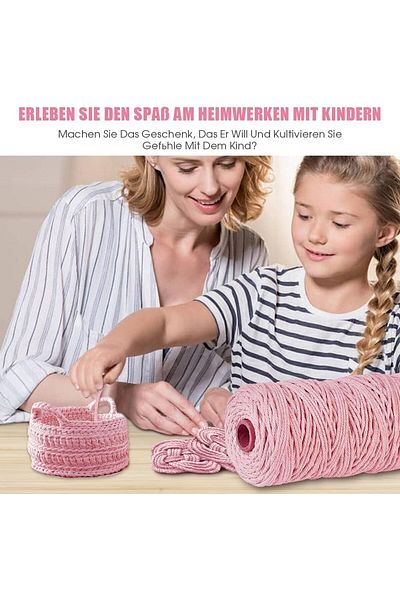 Wiwoo Macrame Roll, Cotton, Pink, 100 M X 3 Mm