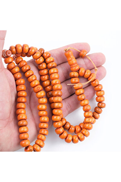 LapisDo Boxwood Painted Orange 99 Wheel Cut 10X6Mm Prayer Rosary
