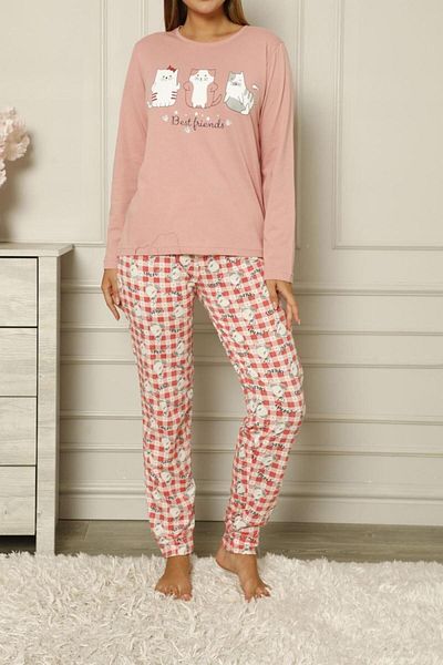 Nicoletta Γυναικείο Σετ Πυτζάμες Cotton Coral