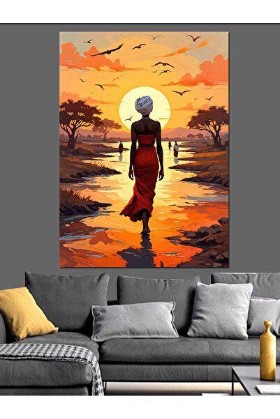 ekart Gün Batımında Yalnız Kadın Dekoratif Kanvas - Mdf Ahşap Tablo