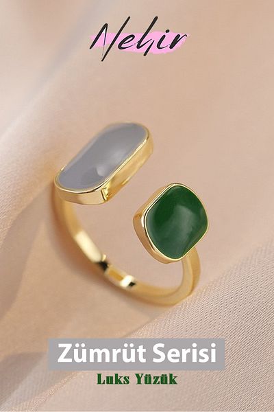 Nehir Japanese and Korean Style Mother-Of-Pearl Stone Index Finger Non-Tarnish Fashion Ring for Women