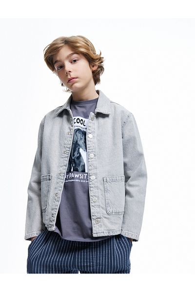Koton Cotton Long Sleeve Denim Jacket with Pocket Detail