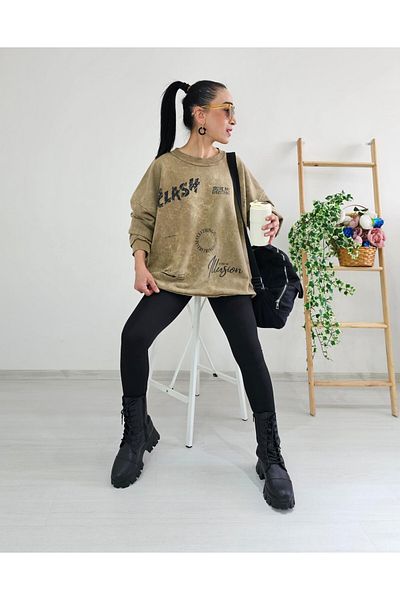 6 butik altı üstü butik Суитшърт с нулева яка, пран и голям размер