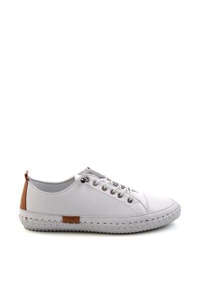 Bambi Λευκό Δερμάτινο Γυναικείο Sneaker K01465065403