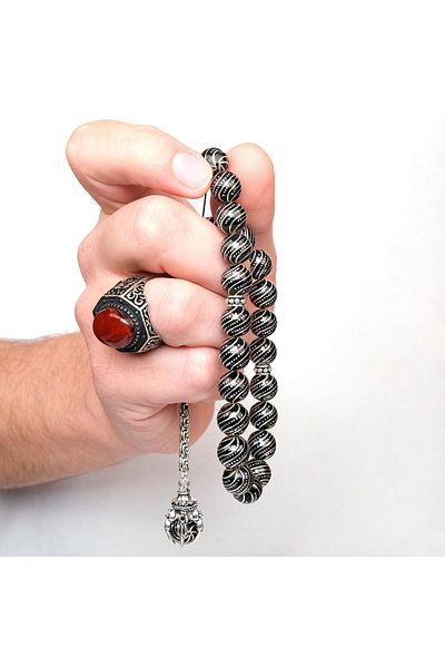 TESBİHCİBABA Friend Legend Spiral Processing Erzurum Oltu Stone Rosary