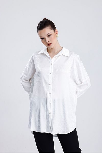 MD trend Women's Leopard Print Oversize Satin Shirt