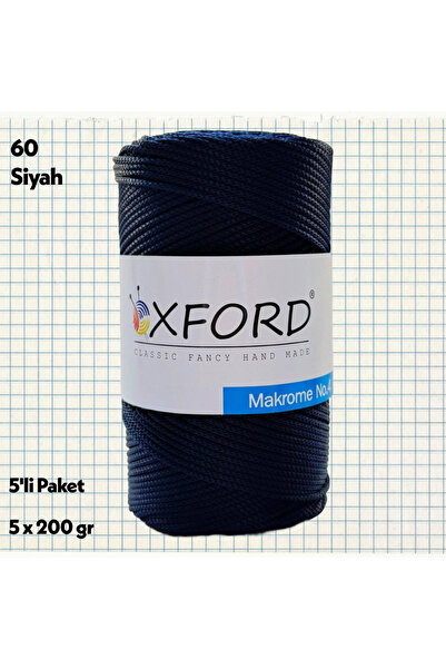 Oxford İplik 5'li Paket Pp Polyester Makrome No:4-200gr-230m-çanta Supla-60-siyah