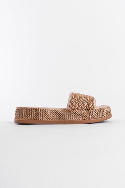 Capone Outfitters Dámské pantofle se slámou na klínovém podpatku s jedním páskem