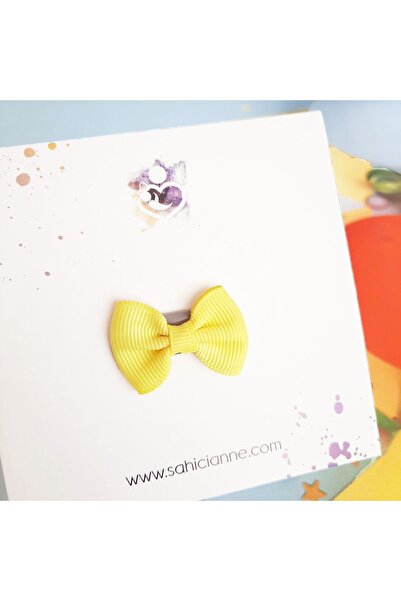 Sahici Anne مشبك شعر صغير على شكل فيونكة بدون شعر، 3 سم - أصفر ليموني