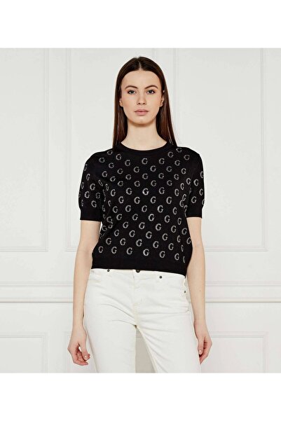 Guess JASMINE G CN SS BOXY SWTR Kadın Siyah Kazak W5GR05Z3D60-JBLK