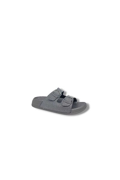 Zerhan Pienn 20061 Women's Smoked Shimmer Buckle Daily Use Slippers